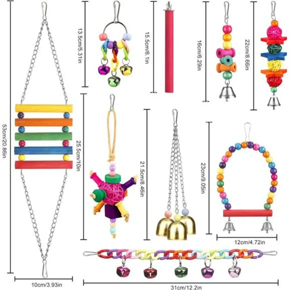 Bird Toys for Conures with Colorful Ladder Hammock Bird Cage Accessories Bird